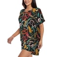 thumbnail image 2 of Qekee Snake And Flower Women's Pajama Set Short Sleeve Sleepwear Summer Home Wear with Pockets Soft Short Sleeve Shirt - Snake And Flower, 2 of 9