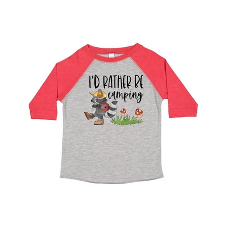 

Inktastic I d Rather Be Camping- Raccoon with Backpack Gift Toddler Boy or Toddler Girl T-Shirt