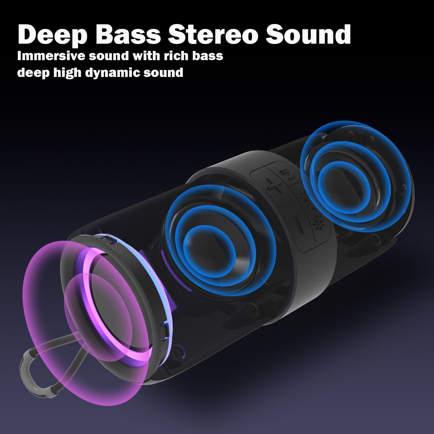 Dammyty Waterproof Bluetooth 5.0 Speaker with LED Lights, Portable TruWireless Party Speaker  (图5)