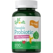Chewable Probiotics for Kids | 200 Tablets | Raspberry Flavor | by Lil' Sprouts