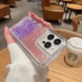 thumbnail image 6 of Glitter Case Compatible with iPhone 15 Pro Max, Luxury Gradient Bling Sparkle Floating Soft TPU Cushion Luxury Fashion Girly Women Cute Holiday Phone Case Cover for iPhone 15 Pro Max,Light Pink+Purple, 6 of 10