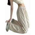thumbnail image 3 of Womens Parachute Pants Wide Leg Baggy Pants Y2K Elastic Waist Jogger Sweatpants Track Pants Streetwear Milky XL, 3 of 8