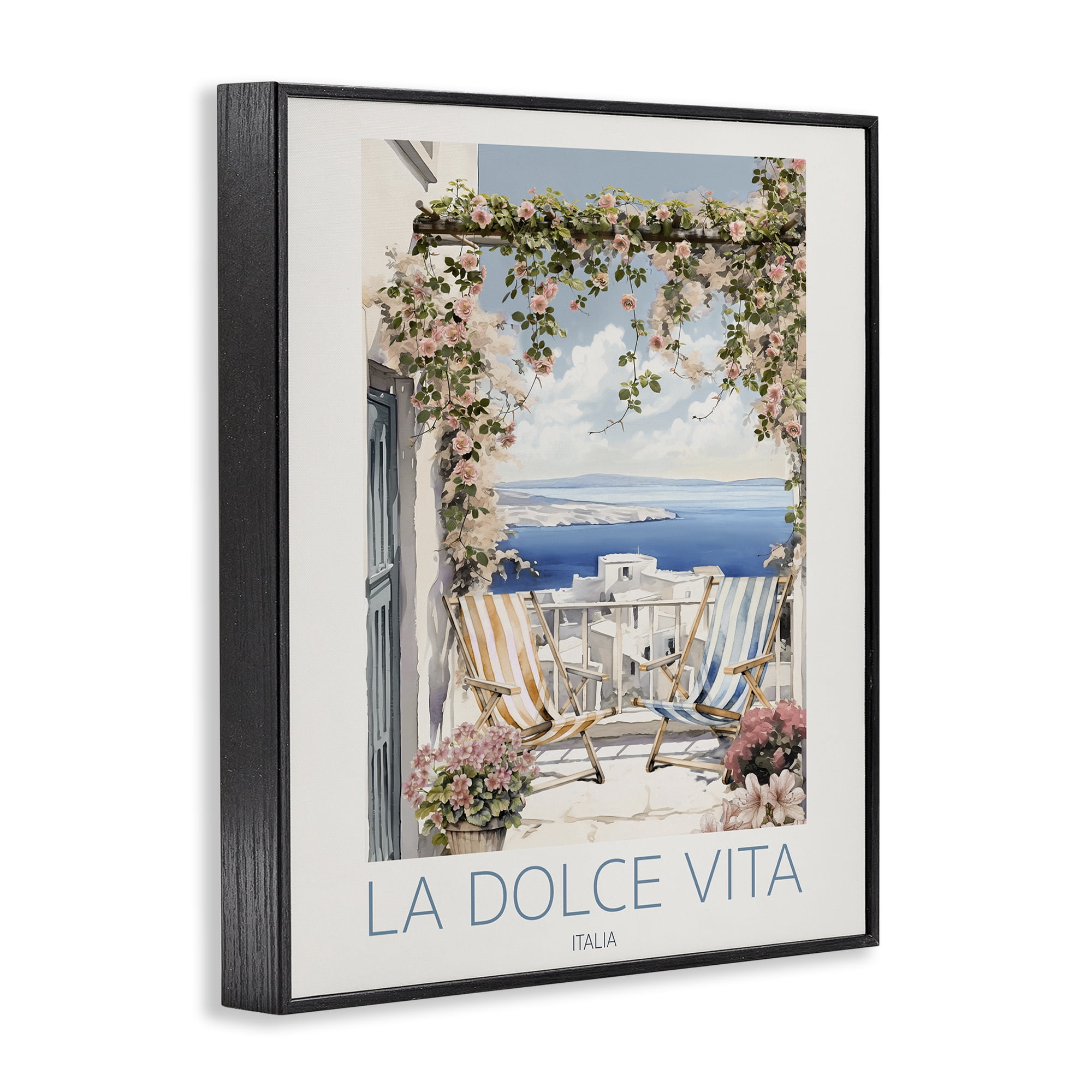 Stupell Industries Coastal Italian Balcony View Black Framed Giclee Art, design by CAD Designs