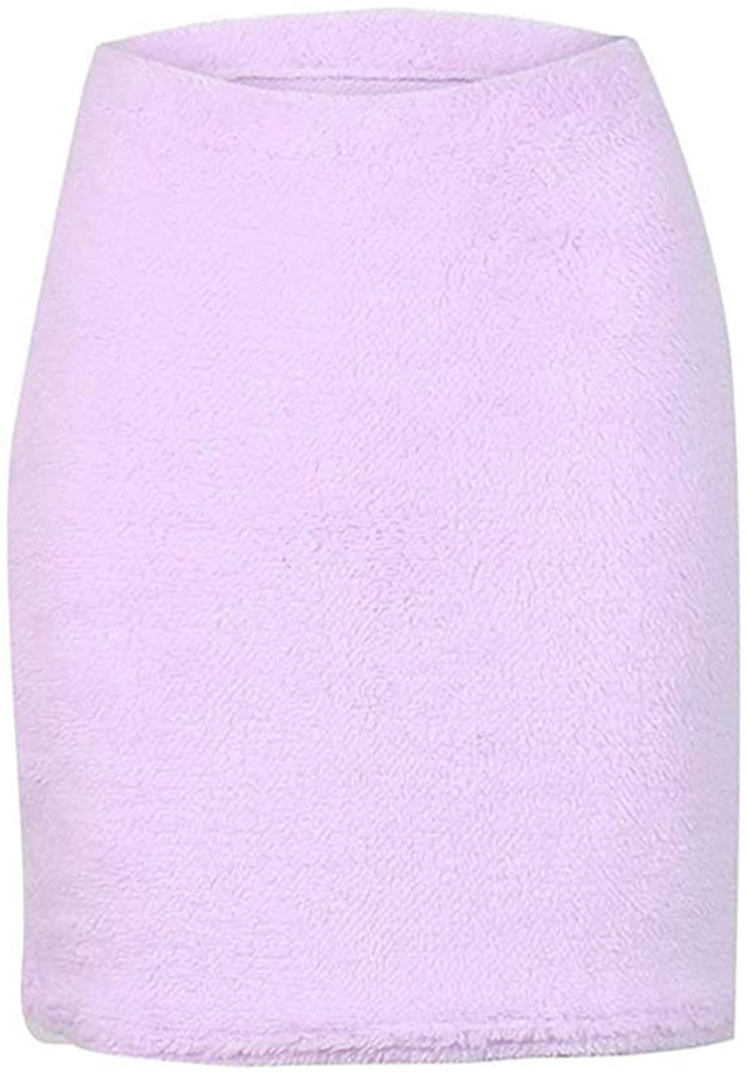 Kiapeise Women Sexy Set Solid Color Plush Bra Tops + Fluffy Mini