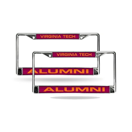Virginia Tech Hokies Metal - Virginia Tech Hokies Alumni Chrome Metal (2) Laser Cut License Plate Frame Set
