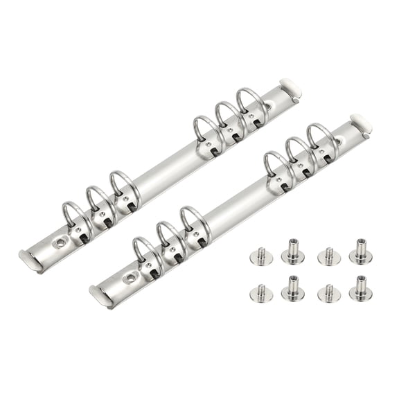 Uxcell A5 6 Hole Ring Binder Mechanisms, 2 Set 0.8" O Ring Replacement Binder Planner Loose Leaf Binding Spines with Switches for Organizers DIY Fill Paper Storage Folder, 25mm Silver