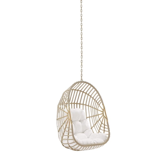 Modway Amalie Rattan Outdoor Patio Swing Chair without Stand in Natural/White