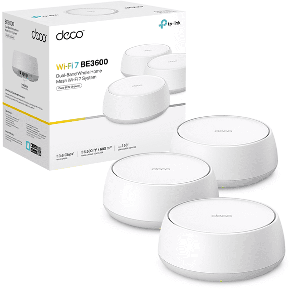 TP-Link Deco BE22 Sistema WiFi 7 Mesh BE3600 Doble Banda Cobertura para Todo el Hogar Conecta Más de 150 Dispositivos Paquete de 3 Nodos