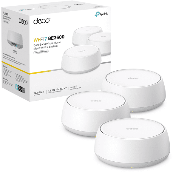 TP-Link Deco BE22 Sistema WiFi 7 Mesh BE3600 Doble Banda Cobertura para Todo el Hogar Conecta Más de 150 Dispositivos Paquete de 3 Nodos