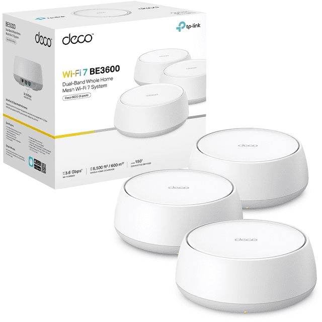 TP-Link Deco BE22 Sistema WiFi 7 Mesh BE3600 Doble Banda Cobertura para Todo el Hogar Conecta Más de 150 Dispositivos Paquete de 3 Nodos
