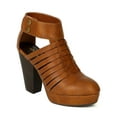 thumbnail image 1 of Qupid BD99 Women Leatherette Caged Round Toe Platform Strappy Ankle Bootie, 1 of 5