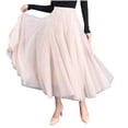 thumbnail image 4 of Rciityk Summer Skirts for Women High Waisted Flowy Tulle Pleated Maxi Skirts Spring Boho Ankle-Length Long Casual Skirt, 4 of 6