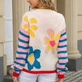 thumbnail image 4 of Felirenzacia Women's Casual Stripped Floral Crew Neck Jumpers, Knit Pullover Fall Winter Clothes, 4 of 5