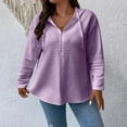 thumbnail image 2 of Lenpel Hoodies for Women Fashion Long Sleeve Half Zip Curved Hem Drawstring Textured Sweatshirts Casual Pullover Tops(Purple,Medium), 2 of 7