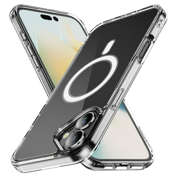 Magnetic Clear for iPhone 16 Case, [Military-Grade Shockproof & Compatible with MagSafe] Non-Yellowing Sleek Protective Anti-Scratch Hybrid Phone Case for iPhone 16, Clear