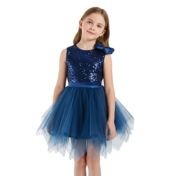 Toddler Dance for Girls Navy Sequin Dress Tulle Dance Dresses Dance Girls Dance Outfit Street Dance Outerwear 3-4 Years