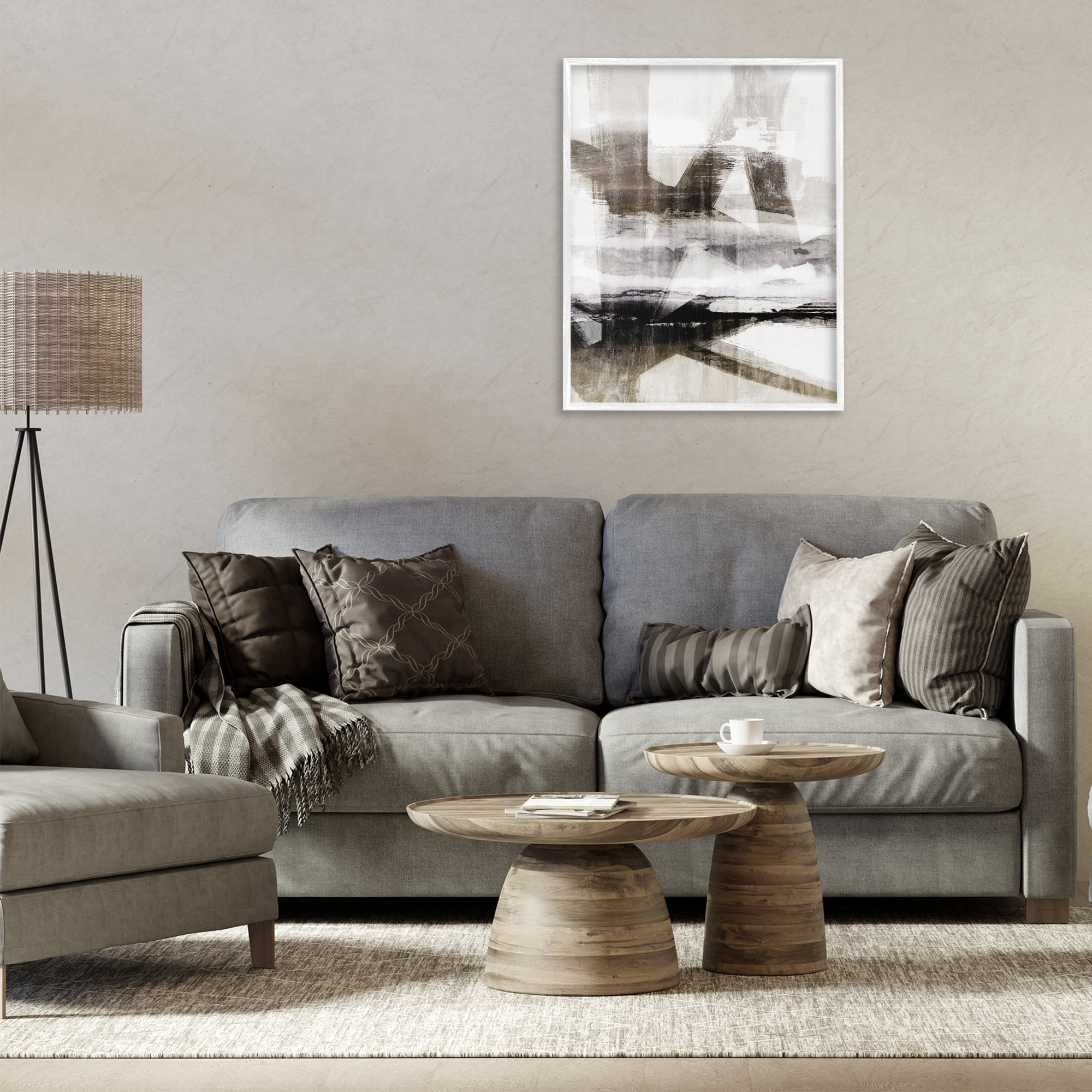 Stupell Industries Urban Complex Abstract Abstract Painting White Framed Art Print Wall Art, 24 x 30
