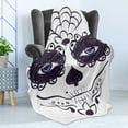 thumbnail image 4 of Day of the Dead Soft Flannel Fleece Throw Blanket, Dia de los Muertos Sugar Skull Girl Face Make up Print, Cozy Plush for Indoor and Outdoor Use, 50" x 70", Black White and Blue, by Ambesonne, 4 of 5