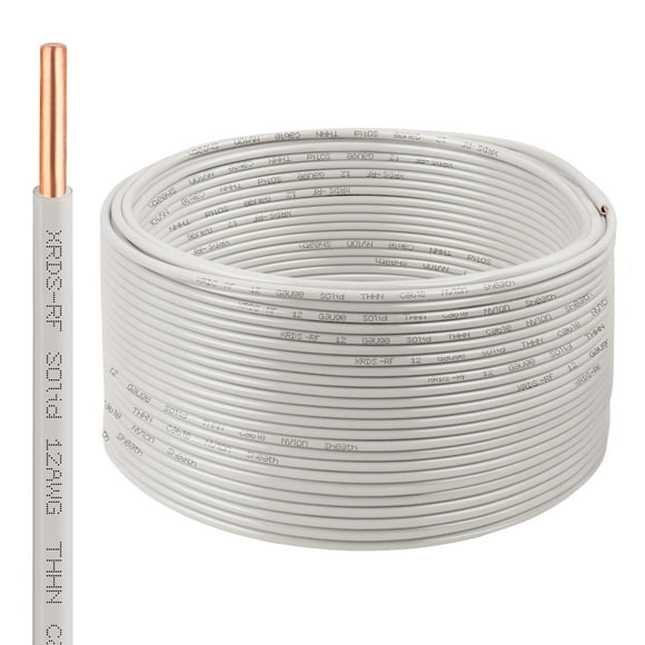 Fil THN 12AWG 200 Pieds, Conducteur en Cuivre Simple avec Isolation en PVC et Nylon, 600V, Fil THN Robuste pour Usage Résidentiel et Industriel (12 Gauge, 200 Pieds)