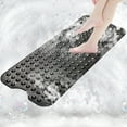 thumbnail image 3 of Semfri Bath Tub Shower Mat 40 x 16 inch Non Slip PVC Bath Tub Mats Shower Mats Extra Large Black Bathroom Mats  with Drain Holes and Suction Cups Black, 3 of 8