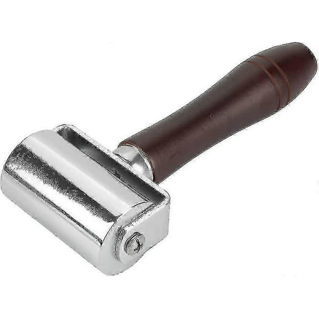 60mm Leather Press Roller High Carbon Steel Solid Leather Edge Roller With Wooden Handle, Glue Laminate Rolling Tool