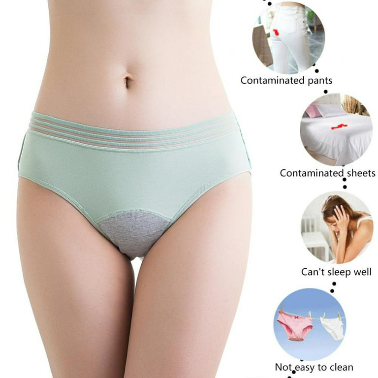 Postpartum and Menstrual Leak Protection Underwear, Period Panties, High  Waist Pure Cotton Perspective Physiological Breifs(3-Packs)
