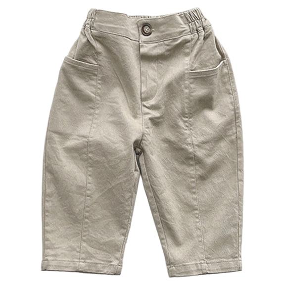 AWZXDE Elastic Waist Boys Pants Casual Harem Trousers With Side Pockets Adjustable Waist Kids Bottoms For Spring Fall Daily Outfits Khaki - 5-6 Years