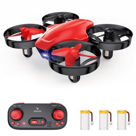 SNAPTAIN SP350 Mini Drone for Kids, Portable Thrown Go RC Quadcopter w/ 3 Batteries, Circle Flying, 3D Flip, Great Gift/Toys for Boys & Girls, Red