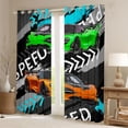 thumbnail image 2 of Homewish Orange Racing Car Blackout Curtains Set of 2 (52x84 Each),Abstract Gray Graffiti Window Curtains,Speed Competition Curtains and Drapes For Boys Kids,Ultra Soft Home Decor, 2 of 6