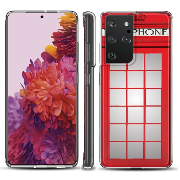 Slim-Fit Lightweight Protective Phone Case compatible with Samsung Galaxy S21 ULTRA 5G, by OneToughShield ® - Phone Booth Red