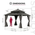thumbnail image 3 of Sunjoy 12x12 Kingston Hardtop Rectangular Gazebo Brownwith Curtain and Netting - Brown Aluminum Posts, 3 of 16