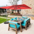thumbnail image 3 of Gymax Parasol Déporté de Patio 10 X 10 Pi en Aluminium, Inclinaison 360°, Base de Poids, Bourgogne, 3 of 10