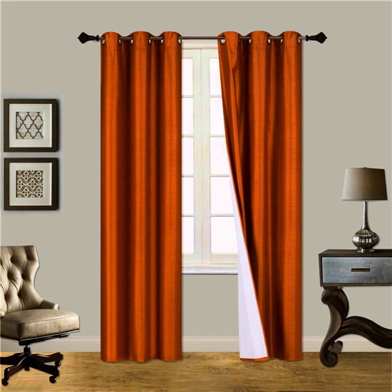 2-Piece Adam RUST Blackout Lined Grommet Window Curtain Set, Two (2) Printed Thermal Panels 37' Wide x 84' Length (Each)