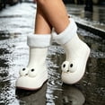 thumbnail image 5 of Womens & Girls 3D Big Eye Mid Calf Rain Boots Vertical Rib Chunky Sole Non Slip Waterproof PVC Wellies for Cold Weather Park Rainy Outdoor Play White 30, 5 of 8