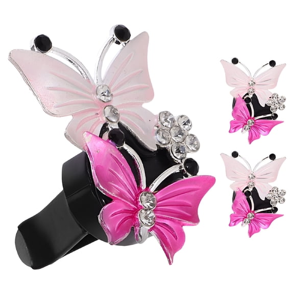 TELOLY 3 Pcs Car Vent Clip Butterfly Car Accessory Women's 5.00X3.60X0.80CM Pink