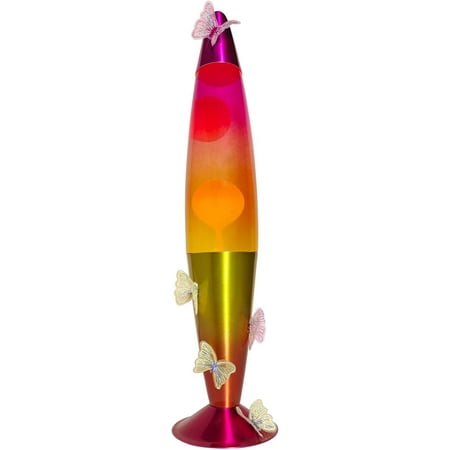 

16 Inch Rainbow Motion Lamp With Butterfly Embroidery 2 Bulbs Mood Lighting Butterfly Lamp Relaxing Night Light For Adults Teens And Kids Room Decor Present Purple Orange Yellow