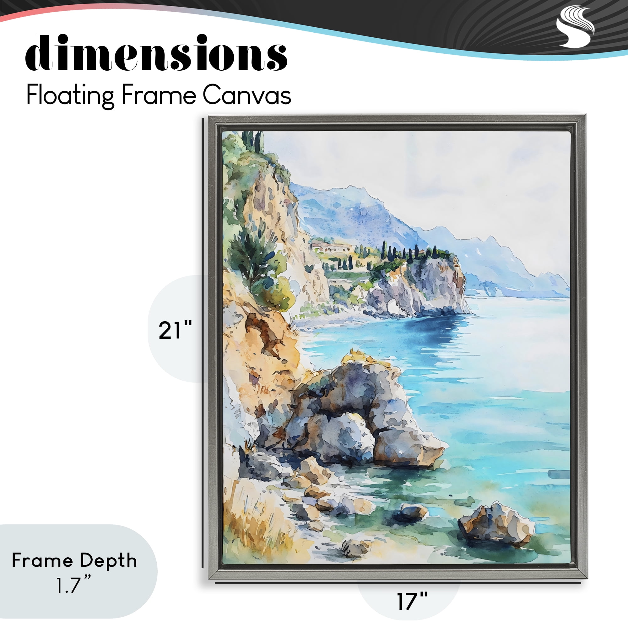 Stupell Industries Azure Italian Coastline Gray Framed Floater Canvas Wall Art, design by LSR Design Studio