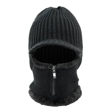 

2 In 1 Balaclava Hat Running Outdoor Sports Zipper For Men Neck Warmer Knit Cap