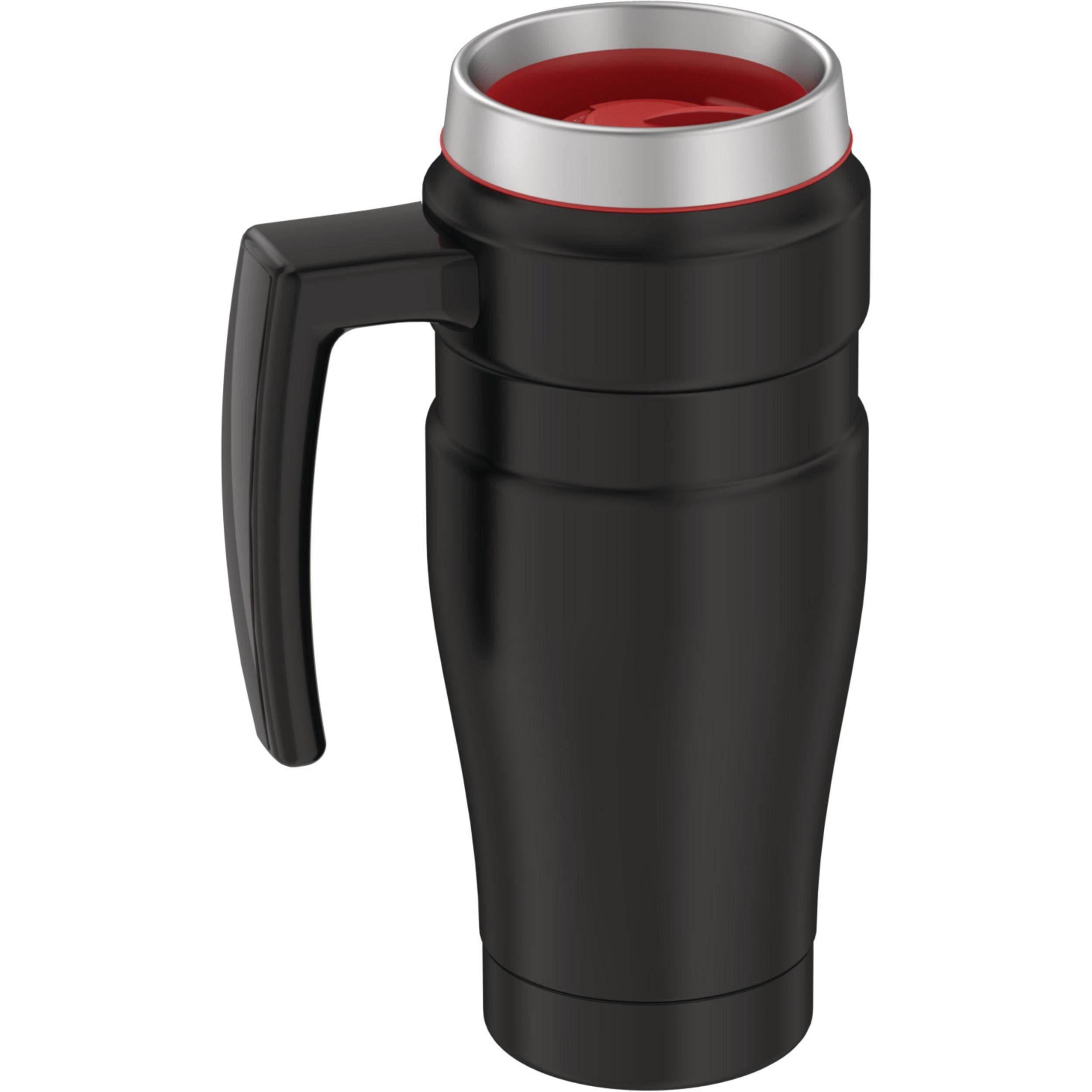 Thermos Thermos 16 ounce vacuum insulated travel mug black, 8  Ounce, Silver (NS100BK004): Glassware & Drinkware