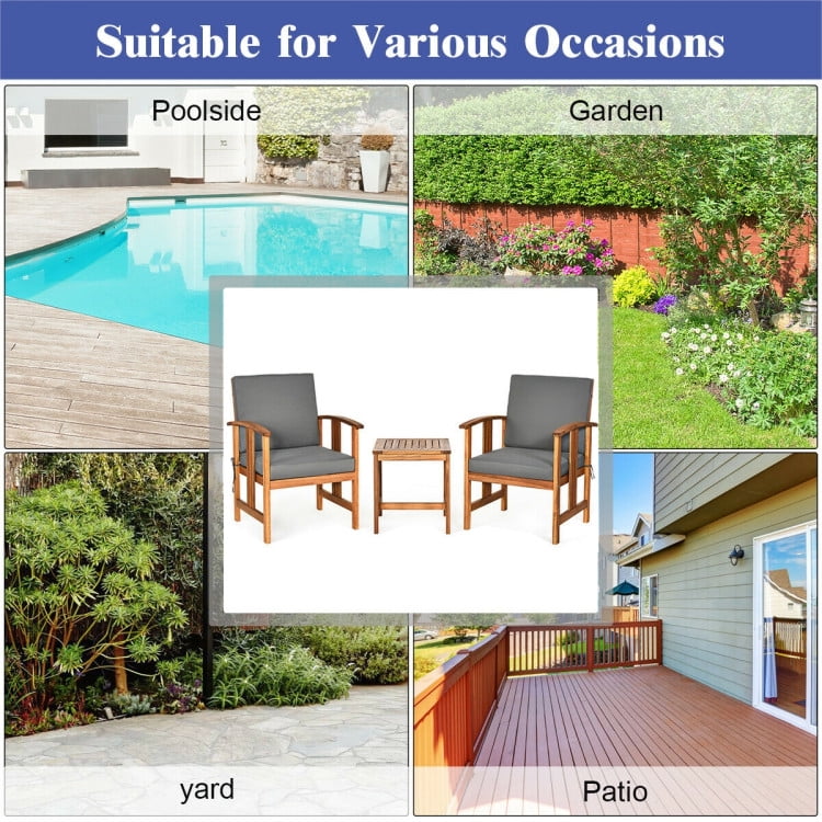 Aimee Lii 4 Pieces Solid Wood Outdoor Patio Sofa Furniture Set, Wooden Patio Furniture Set, Gray Aimee Lii 4 Pieces Solid Wood Outdoor Patio Sofa Furniture Set, Wooden Patio Furniture Set, Gray