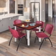 thumbnail image 2 of Kee 48" Square Breakroom Table- Cherry/ Chrome & 4 'M' Stack Chairs- Burgundy, 2 of 8
