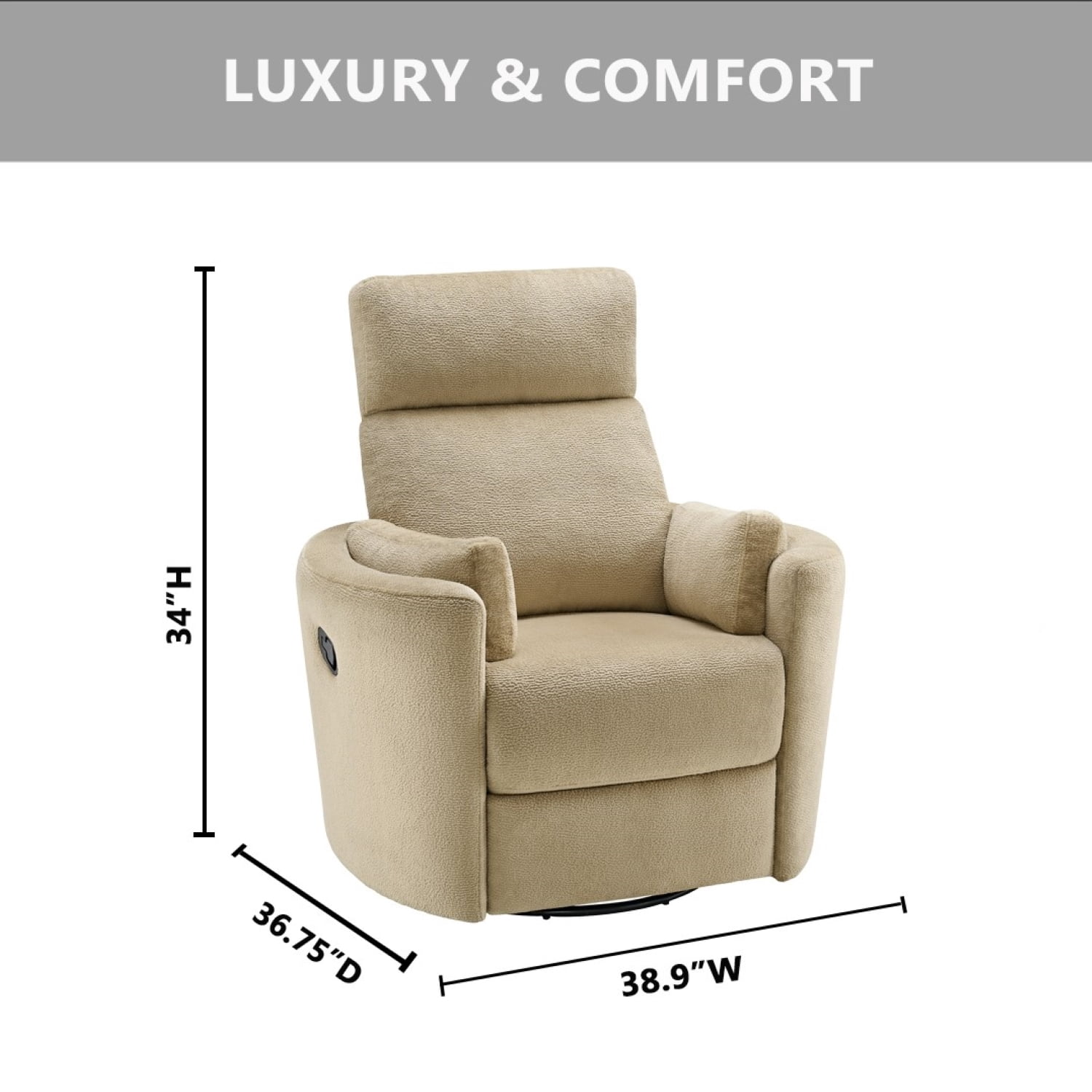 Soho Baby Nottingham Upholstered Glider Recliner Rocking Chair 360° Swivel for Nursery and Living Room – Latte​