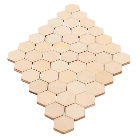 ibasenice Hexagon Wood Blocks Wooden Hexagonal Pieces Beech Wood DIY Crafts Friends Wedding 100Pack