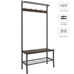 Entryway Bench With Shoe Rack And Coat Rack Multi Walmart Com