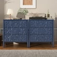 thumbnail image 3 of 3-Drawer Dresser Chest, Modern Wooden Flower Motif Dressers with Wide Storage Space Chest of Drawers Bedside Nightstand Dresser Closet for Living Room Bedroom, Hallway (Blue), 3 of 13