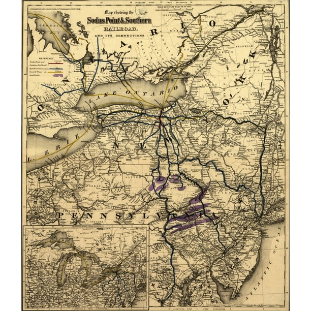 Northeastern United States Showing Drainage Cities And Towns County Boundaries Coal In Pennsylvania And The Railroad Network With Emphasis On The Main Line Chartered In 1852 Reorganized In 1875 With T