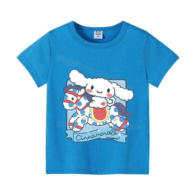 Cinnamoroll-Camiseta de Sanrio para niñas, ropa Kawaii de algodón, cómoda, Base de Anime