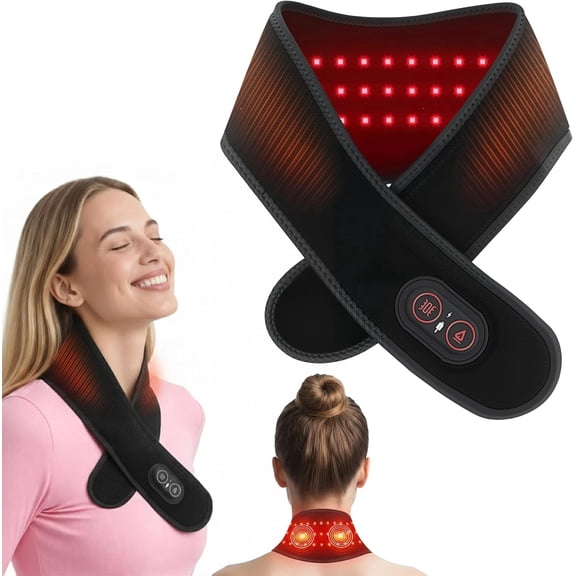 Cordless Red Light Belt for Neck, Portable Wrap with Timer for Neck Muscle Relief, Near Light Neck Wrap Heating Pad for Neck, Wearable Belt Neck Wrist Wrap Hand Legs Unisex Gift