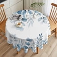 thumbnail image 3 of Blue Eucalyptus Leaves Round Tablecloth 54 inches Spring Summer Botanical Waterproof Oil-Proof Table Cloth Round Table Cover for Holiday Party Picnic Dinner Decor Indoor and Outdoor Use, 3 of 9
