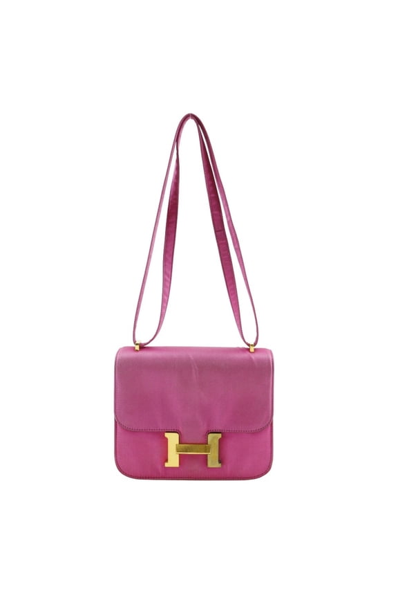 Pre-Owned Hermes Herms Constance Mini 18 Shoulder Bag, Silk, 2011, Pink/Gold... (Fair)